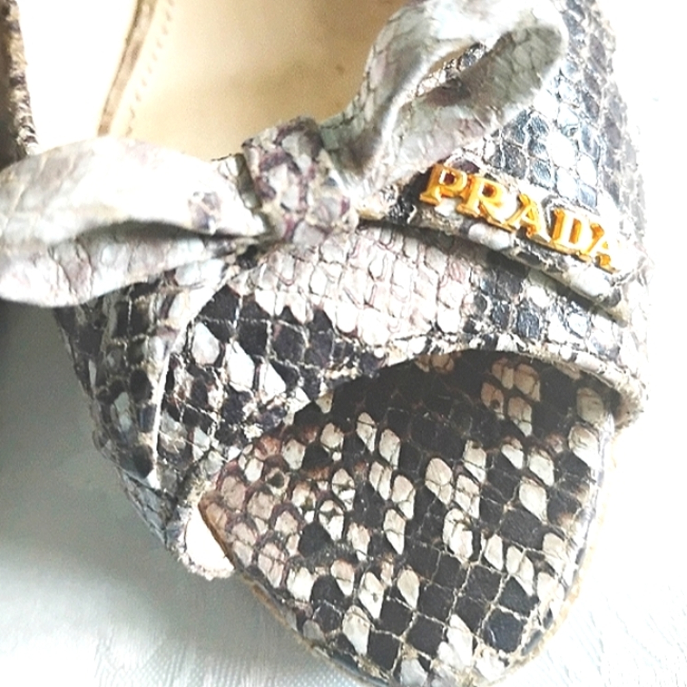 Prada Python Snakeskin Leather Tan Brown Logo Cor… - image 2